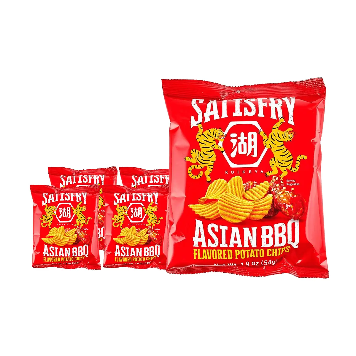 5 Pack KOIKEYA Satisfry Asian BBQ Potato Chips 1.9 oz - Japanese Snack Crispy Chips