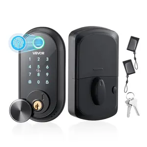 【FathersDayGift】VEVOR Fingerprint Door Lock, Electronic Biometric Deadbolt with Touchscreen, Auto Locking, One-Time Code, Anti-Peeking Password, Keyless Entry Door Lock with IC Cards, for Home, Apartment, Matte Blac