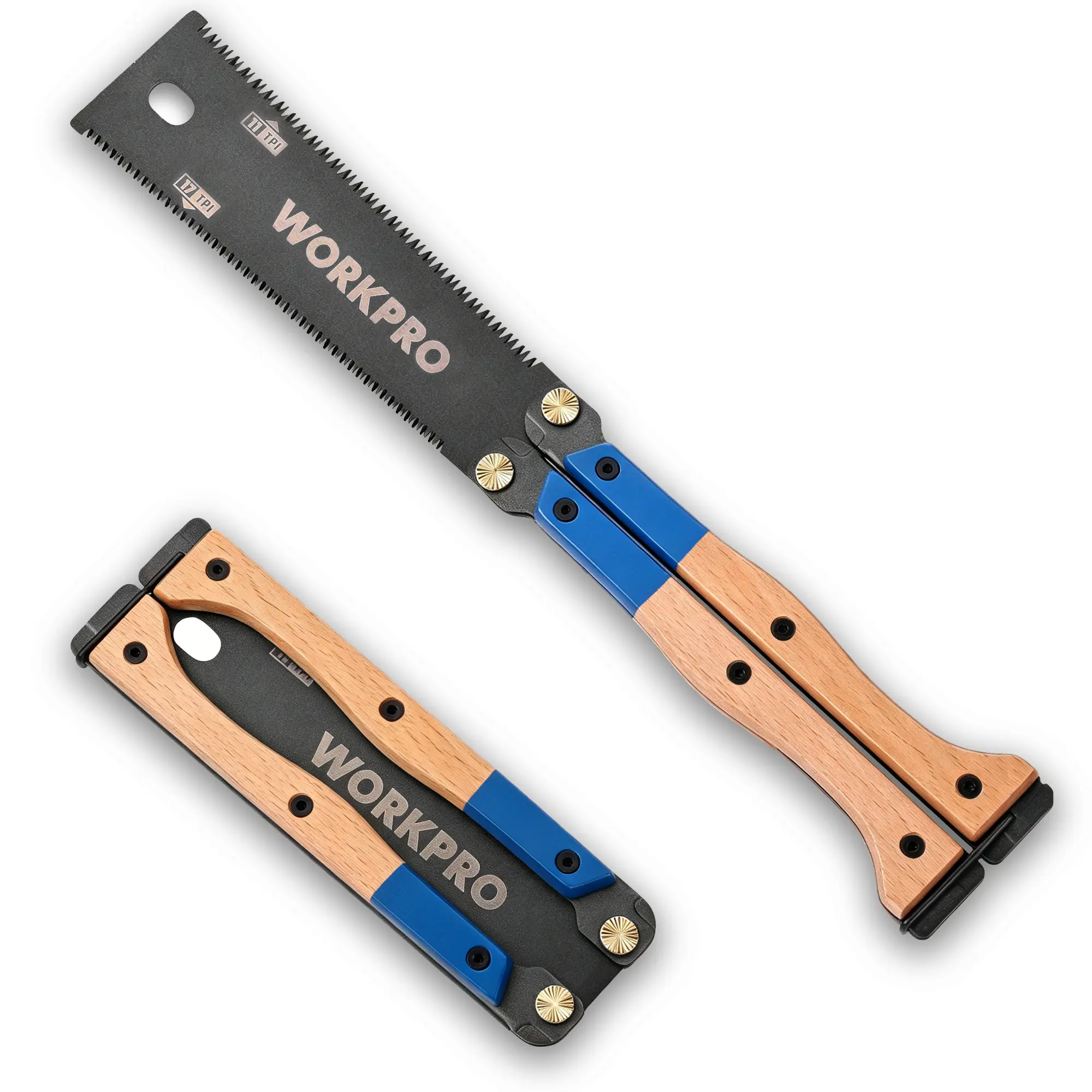 #Summersales WORKPRO Japanese Hand Saw, Double-Edged Pull Saw with SK5 Flexible Blade, Wood Saw with Non-Slip Beech Handle, Flush Cut Saw for Woodworking, Camping, and Gardening