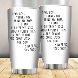 [SALE UP TO 50%] Dear Boss Reusable Coffee Cup Tumbler, Funny Boss' Day Gift, Boss Appreciation Tumbler from Employee