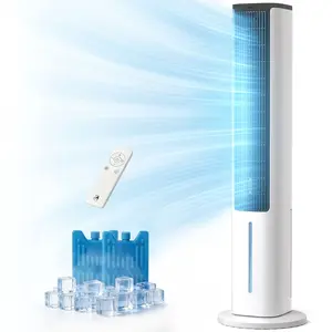 Electactic 3-In-1 Portable Air Conditioners Fan, 40" Standing Fans that Blow Coold Air, 80° Oscillating Bladeless Cooling Fan for Bedroom, 5L Removable Water Tank, 15H Timer, 4 Speeds + 3 Modes, Aromatherapy Box, Remote Control, White