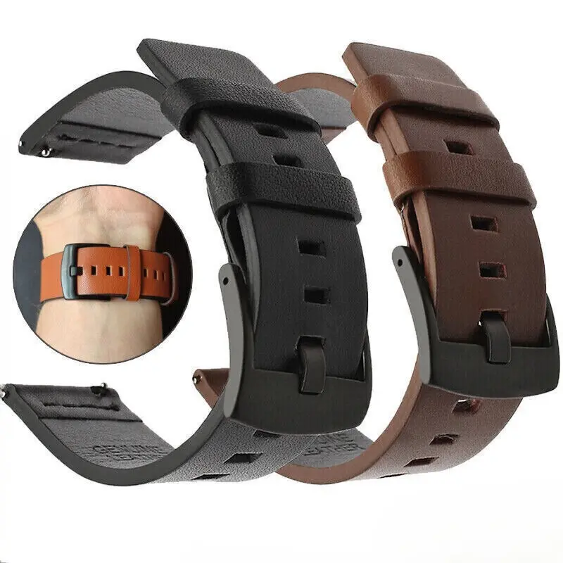 18mm / 20mm / 22mm / 24mm High Quality Leather Genuine Leather Wristband Watch Strap Band Strap Bracelet Replacement Watchband Accessories Universal Smart Watch Sports Strap Accessory Luxury Wristband