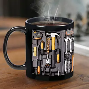Mechanic Toolbox Set Pattern Coffee Mug, 1 Count 11oz Creative Coffee Mug, Ceramic Water Cup, Gift Ideas for Birthday, Party, Holiday, Valentine's Day Gift, Funny Coffee Mug, Novelty Coffee Mug, Coffee Cups