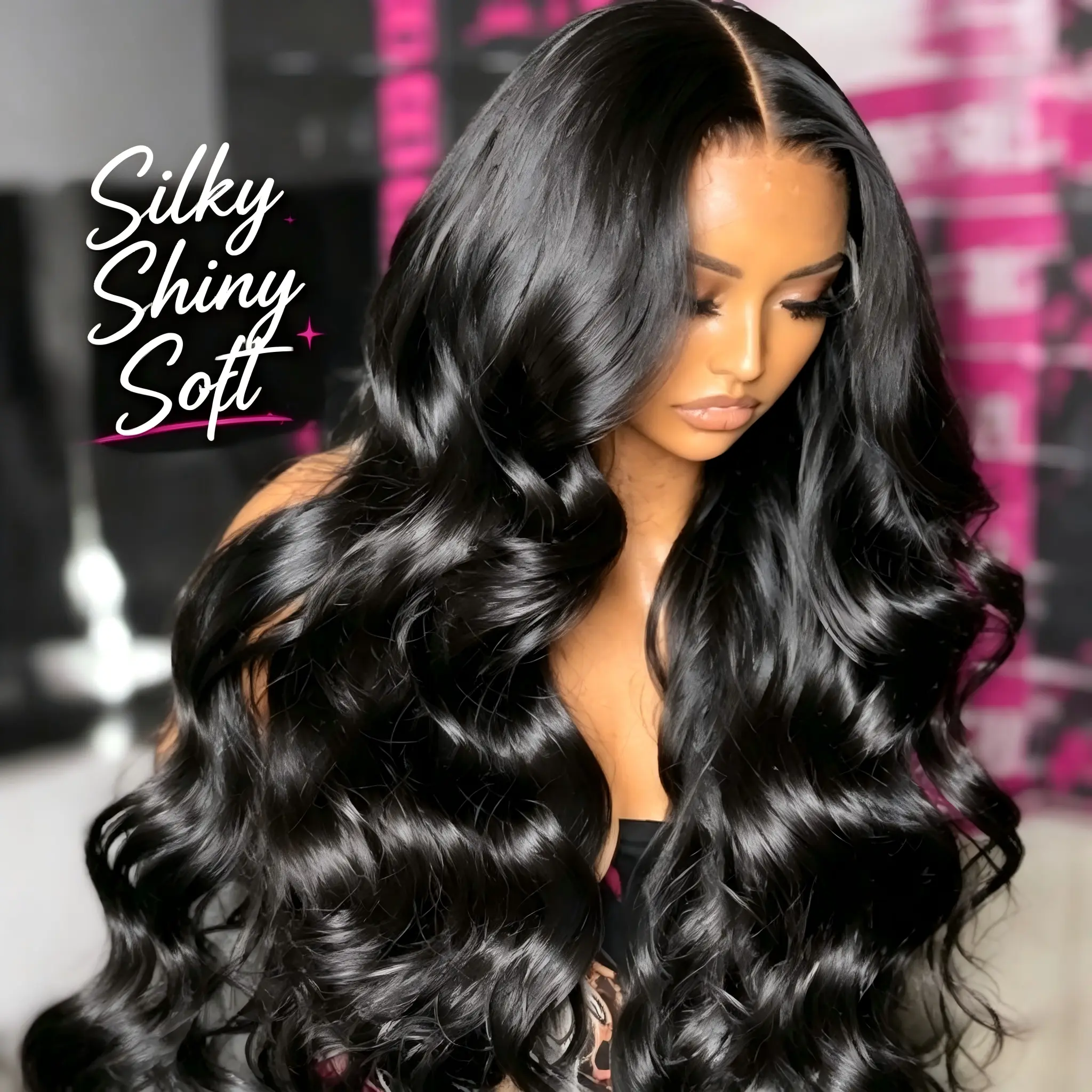 Women's 30-Inch Synthetic Lace Front Wig - Middle Part BigLoose Wave, Heat-Resistant Full Head Hair Replacementwith Wig Cap for Daily Use, Parties, Cosplay