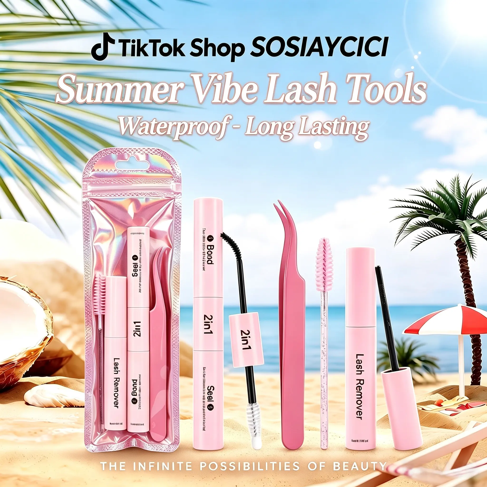 SOSIAYCICI [New Upgrade] 2-in-1 Bond&Seal Waterproof Lash Cluster Glue - Strong-Hold, Beginner Friendly Cosmetic Adhesive with Included Makeup Remover, Tweezers, Brush, Waterproof Lash Tools