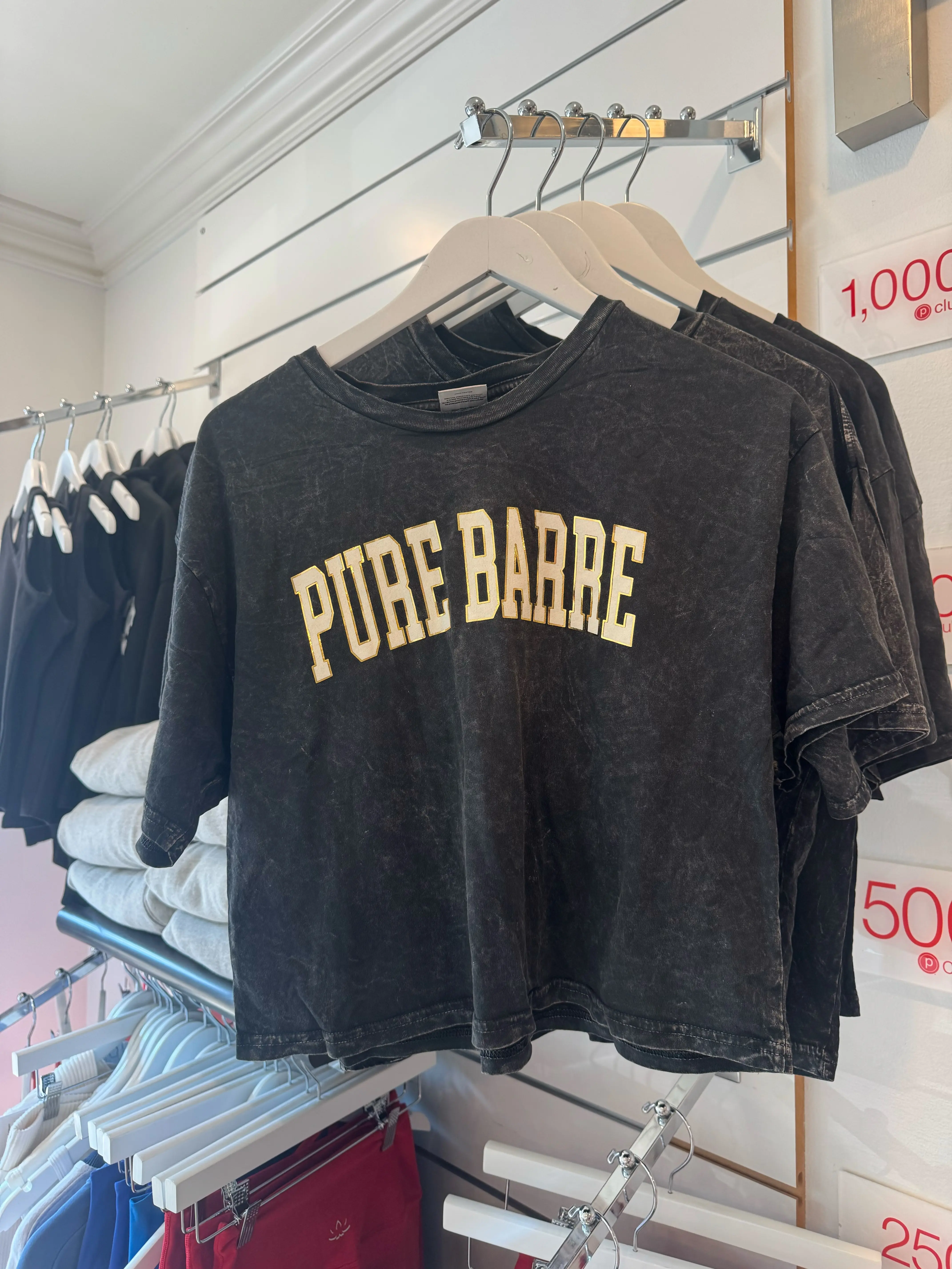 Pure Barre Cropped Black Graphic T-Shirt
