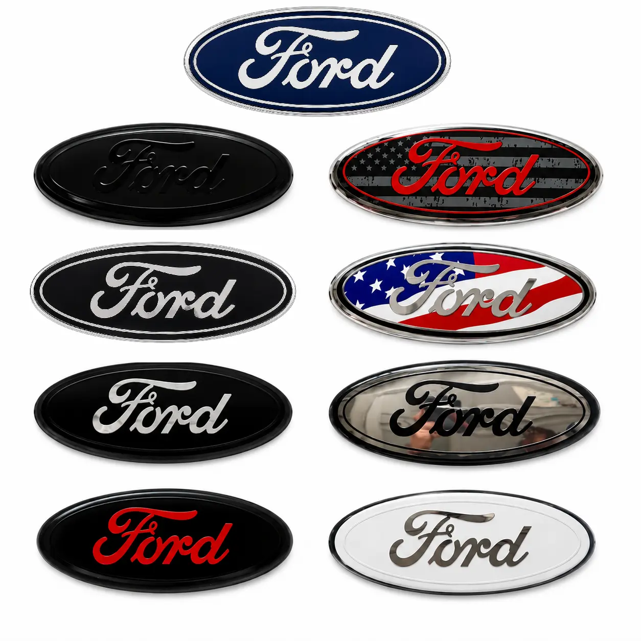 1PC 9 inch Ford Grille Logo Emblem- 2005-2014 Ford F150 Front Tailgate Oval Name Badge Plate Decal Decoration