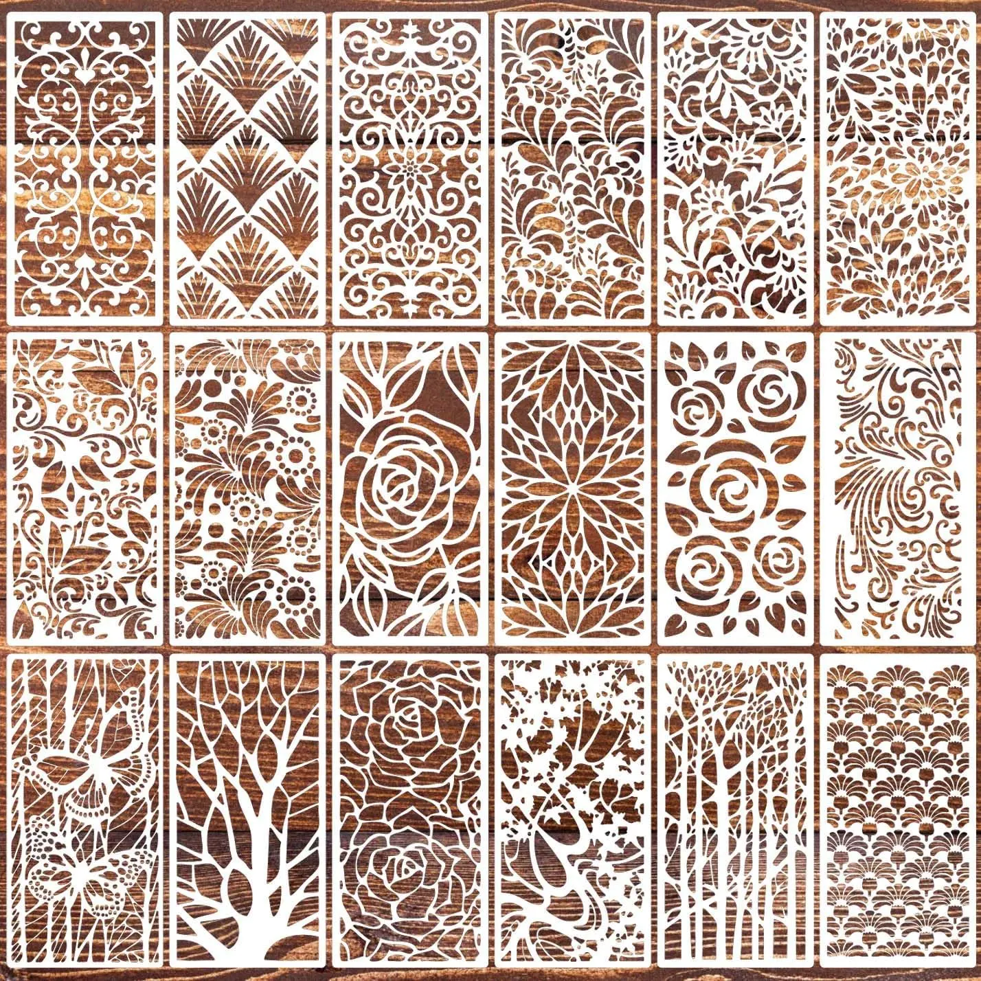 Stencils for Crafts  Texture Stencils Background Stencil Leaf Floral Templates for Painting on  Furniture Card Canvas Paper Scrapbook(Border Stencil03-18p)