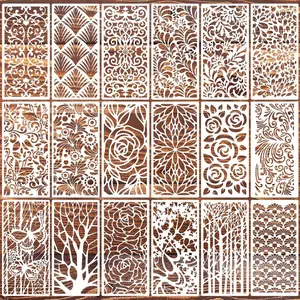 Stencils for Crafts  Texture Stencils Background Stencil Leaf Floral Templates for Painting on  Furniture Card Canvas Paper Scrapbook(Border Stencil03-18p)
