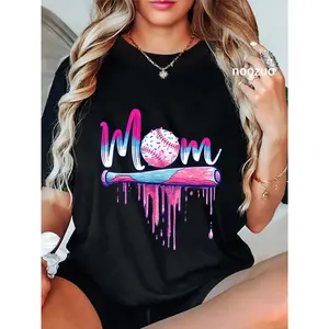 100% Cotton Baseball Mom Ice Cream Drip Mother's Day Baseball Mama T-Shirt