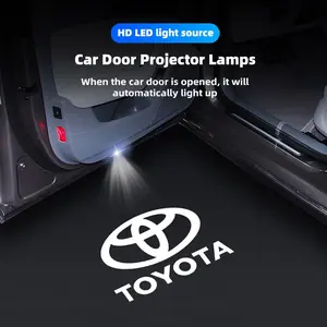 2Pcs Car Door LED Projector Lamps Welcome Lights Interior Accessories For Toyota Corolla Yaris Aygo Prius CHR Camry Auris Avensis Land Cruiser Prado 4Runner Hilux Harrier Avalon Venza Fortuner Verso Sienna Mirai Car Decorative Light