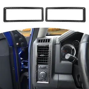 Center Console Air Vent Outlet Cover Trim, Carbon Fiber Look Car Interior Covers, Auto Accessories Interior for Dodge Ram 2010-2017