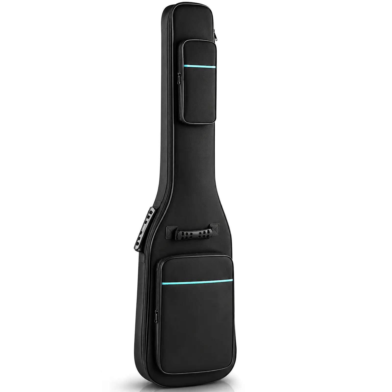 600D Oxford Cloth Oversized Electric Bass Guitar Bag - Black With Blue Line, Minimalist Shockproof Dustproof Case, Ergonomic Lightweight Portable Design, Adjustable Widened Strap, for Bass Beginners, Band Rehearsals