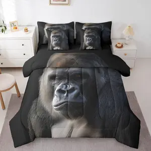 Monkey Comforter Set,Chimpanzee 7 Pieces Bedding Ape Tropical Wildlife Animal Bed Set,Kids Boys Girls Teens Adult Bed in A Bag