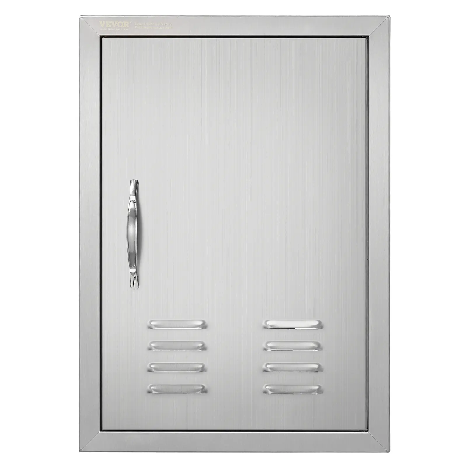 【Summerfinds】VEVOR BBQ Access Door 17W x 24H Inch Single Outdoor Kitchen DoorStainless Steel Flush Mount DoorWall Vertical Door with HandleVents and Hookfor BBQ IslandGrilling StationOutside Cabinet, Stainless Steel, Wall Mounted
