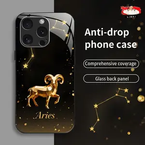 Suitable for [iPhone 16 Pro Max] New high-end twelve constellations glass mobile phone case new business simple explosion-proof mobile phone case affordable anti-fall anti-fingerprint 995