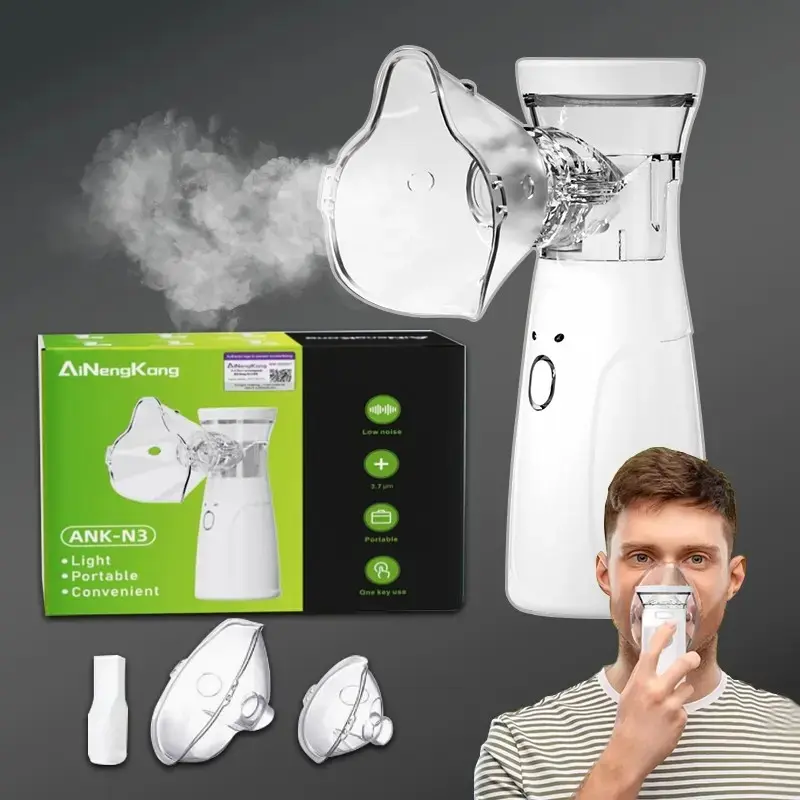 [Flash Deals] Tukio Portable Mesh Nebulizer for Adults & Kids, Handheld Nebulizer Machine with Adjustable Mist Rate, Quiet Inhaler with Masks, Dual Power Supply for Home & Travel