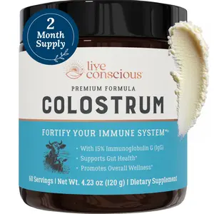 Live Conscious Colostrum - Grass Fed Bovine Colostrum Powder - Lactoferrin for Iron Absorption & Immune Support