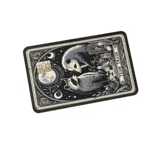 Debit & Credit Card Vinyl Decal Sticker with Custom Chip Placement - Seamless Fit - racoon moon Design