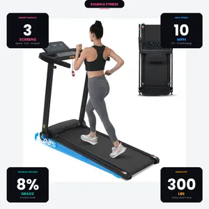 Upgraded Triple Display WalkingPad Treadmill with 8% Incline, 3.0HP Folding Home Treadmill, 0.5–10 MPH, 300 lbs Capacity, Bluetooth, USB & Type-C Charging