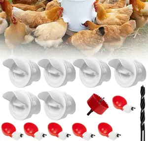 14PCS DIY Garden Chicken Feeders No Waste Automatic Chicken Feeders and Waterer Set 6 Poultry Feeder 6 Automatic Chicken Water Feeder Rodent Proof Rain Proof Poultry Feeder Kit for Chickens Birds Turkeys