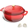 ROVSUN Non Stick Enamel Cast Iron Round Dutch Oven Set, 5/6/7.5QT Stockpot with Lid & Dual Handles, Silicone Glove Lift, Oven Safe up to 500°F, Heavy-Duty Pre-Seasoned Camp Kitchen Cookware for Braising, Stews, 6Qt