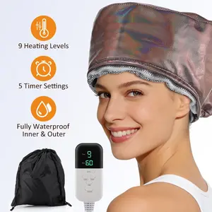 Deep hair care steam cap, 9-level temperature control and 5-level timing, home hair care evaporation cap, enjoy salon hair care at home, portable electric cap