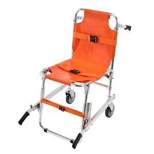 EMS Stair Chair With 350 Lb Load Capacity, Foldable Aluminum Emergency Stair Climbing Wheelchair With Two Wheels, Portable Stair Lift Chair For Ambulance And Firefighter Evacuation, For Elderly, Disabled And Medical Transport