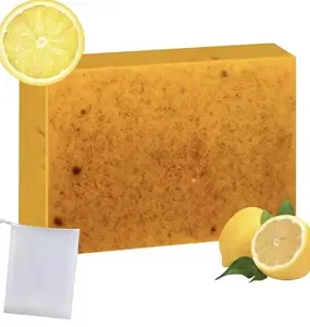 3PCS Lemon Turmeric Soap Bar Natural Handmade Cleansing Soap For Daily Face & Body Care Suitable For All Skin Types