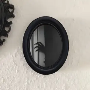 Gothic Mirror Hand Decoration Wall Art, Vintage Oval Frame Hanging Canvas, Dark Style Unique Wall Decor, Home Interior Accent Piece, Tombstone Wall Art