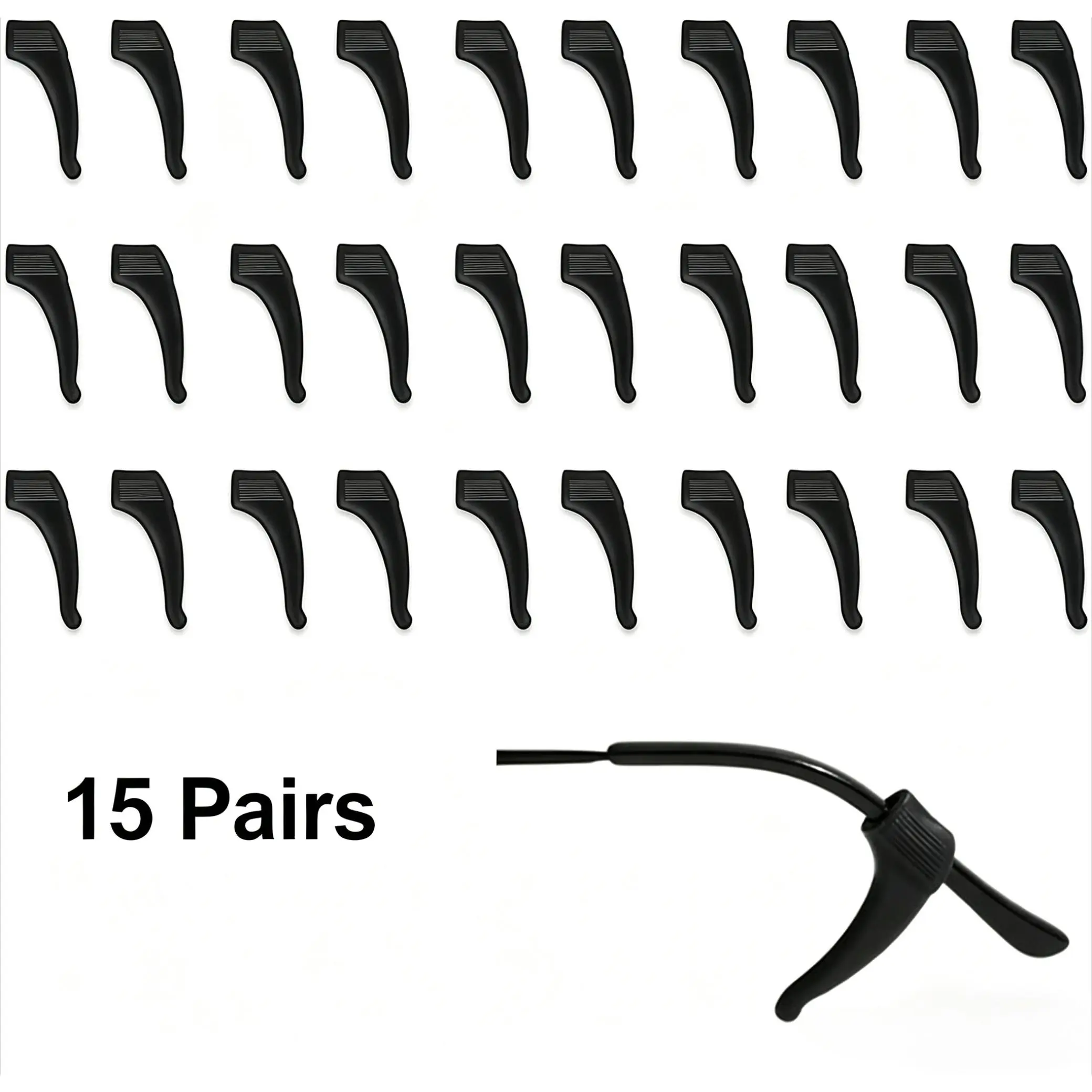 15 Pairs Silicone Glasses Ear Grips | Anti-Slip Eyeglasses Ear Hooks, Cushion Holders & Retainers | Comfortable Secure Fit for Sunglasses & Eyewear