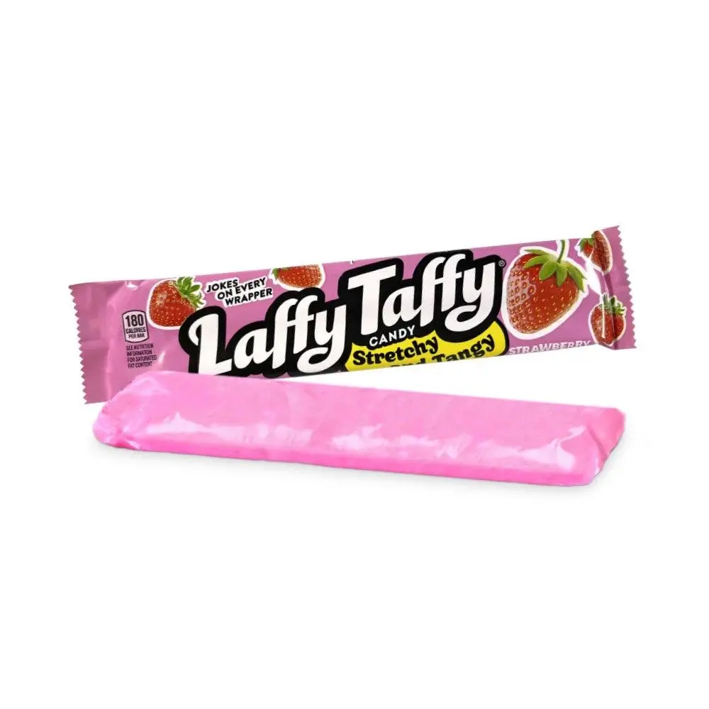 Laffy Taffy Strawberry Flavored Bite-Sized Candy Bars - 1.5oz Individually Wrapped Candies, Stretchy Chewy Sweet Snacks, Caffeine-Free, With Jokes, 6-Month Shelf Life