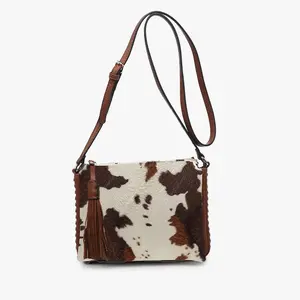 3 Compartment Cow Print Crossbody Bag