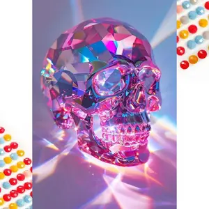 5D DIY Full Drill Round Diamond Painting - Diamond Art Kit Shiny Skull Mosaic, Canvas - DIY Decorative Painting, Home Wall Decoration, Perfect for Halloween and Christmas, Independence Day, Birthdays, and Anniversary Gifts.