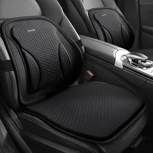2026 New Ice-Cool Fabric Gel Seat Cushion Set, Breathable Universal Car Seat Pad with Lumbar Support, Padded Seat Backrest, 2-Piece Comfortable Backrest, Supportive Seat Pad