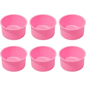 Mini Round Cake Molds, 4 Inch, Pink, Set of 6
