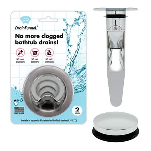 DrainFunnel Tub and Sink Bundle with Gray DrainFunnel, Chrome Plated SinkFunnel, and Chrome Stopper