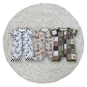 Baby Boys Southern Deer Mallard Ducks Dogs Zip Summer Boutique Short Sleeve Rompers