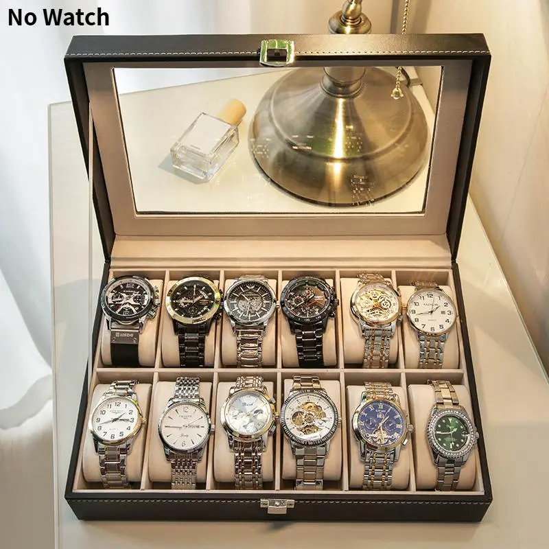 Watch Storage Box, 1 Count  Large Capacity Watch Display Case with Lid, Jewelry Storage Box, Home Organizer for Watch & Jewelry