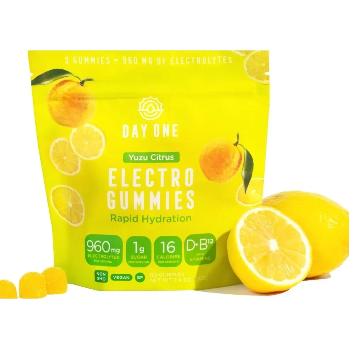 Day One ElectroGummies – Electrolyte Hydration Gummies – Ideal to Boost Hydration & Energy – Running, Workout – Sour Watermelon Flavored – 60 Gummies