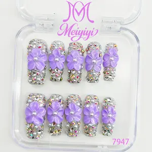 .DP.7947.Full rhinestone carved wearable nails