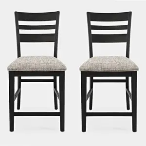 Altamonte Modern Ladderback Upholstered Counter Stools (Set of 2) - Sturdy 18-in Tall Barstools, Versatile Indoor Furniture for Kitchen Island, Dining Nook