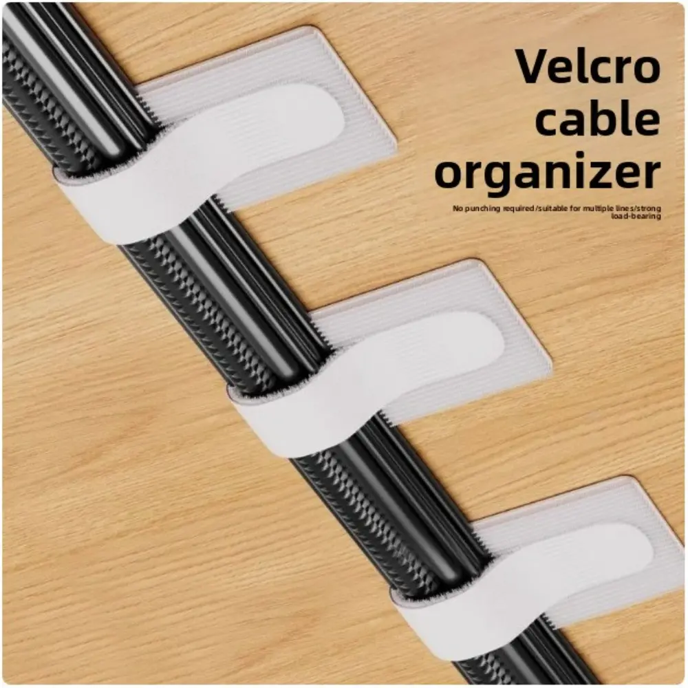 20 self-adhesive Velcro cable ties, available in black, gray, and white - perfect for organizing and securing, multifunctional Home desktop nylon tape organizer, wall cable management clips, computer cable clamps, and network cable straps