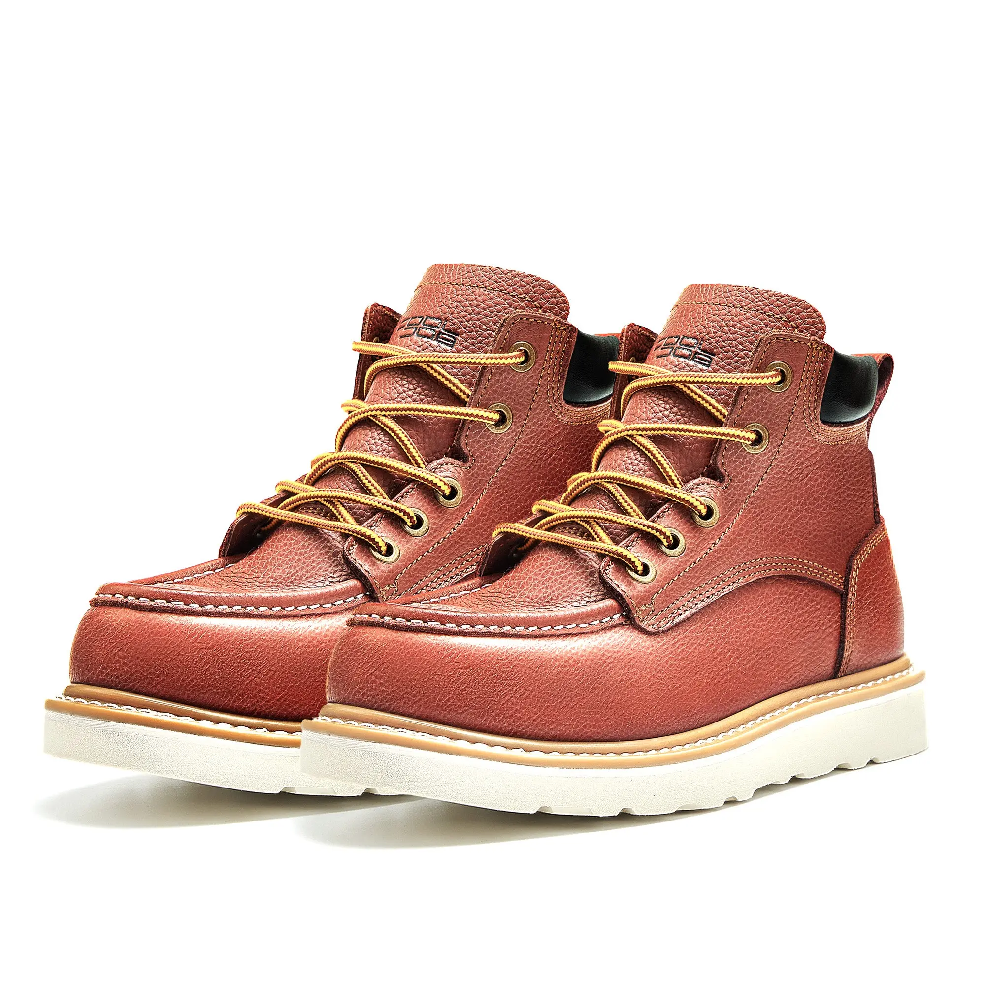 COOLJOB Men's Waterproof Safety Steel Toe Work Shoes, Full Grain Leather Goodyear Welt Boots, Non-slip EVA Outsole Durable Worker Footwear, Shoe, Waterproof Safety Shoes