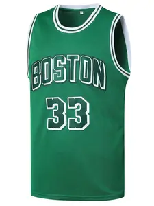 Men's Basketball Jersey, #33, Green, Embroidered Sports Tank Top