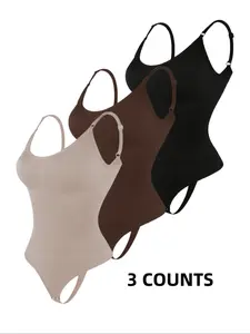 Women's Solid Color High Compression Shapewear Bodysuit, Butt Lifting Hook & Eye Closure Crotch Shaper, Ladies Shapewear for Daily Wear, Shapewear Shaper Clothes