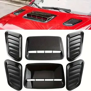 3pcs Universal Car Hood Ventilation Scoop Set, Polished Plastic Air Outlet, Front Engine Hood Spoiler Design Kit, Automotive Exterior Modification Accessories
