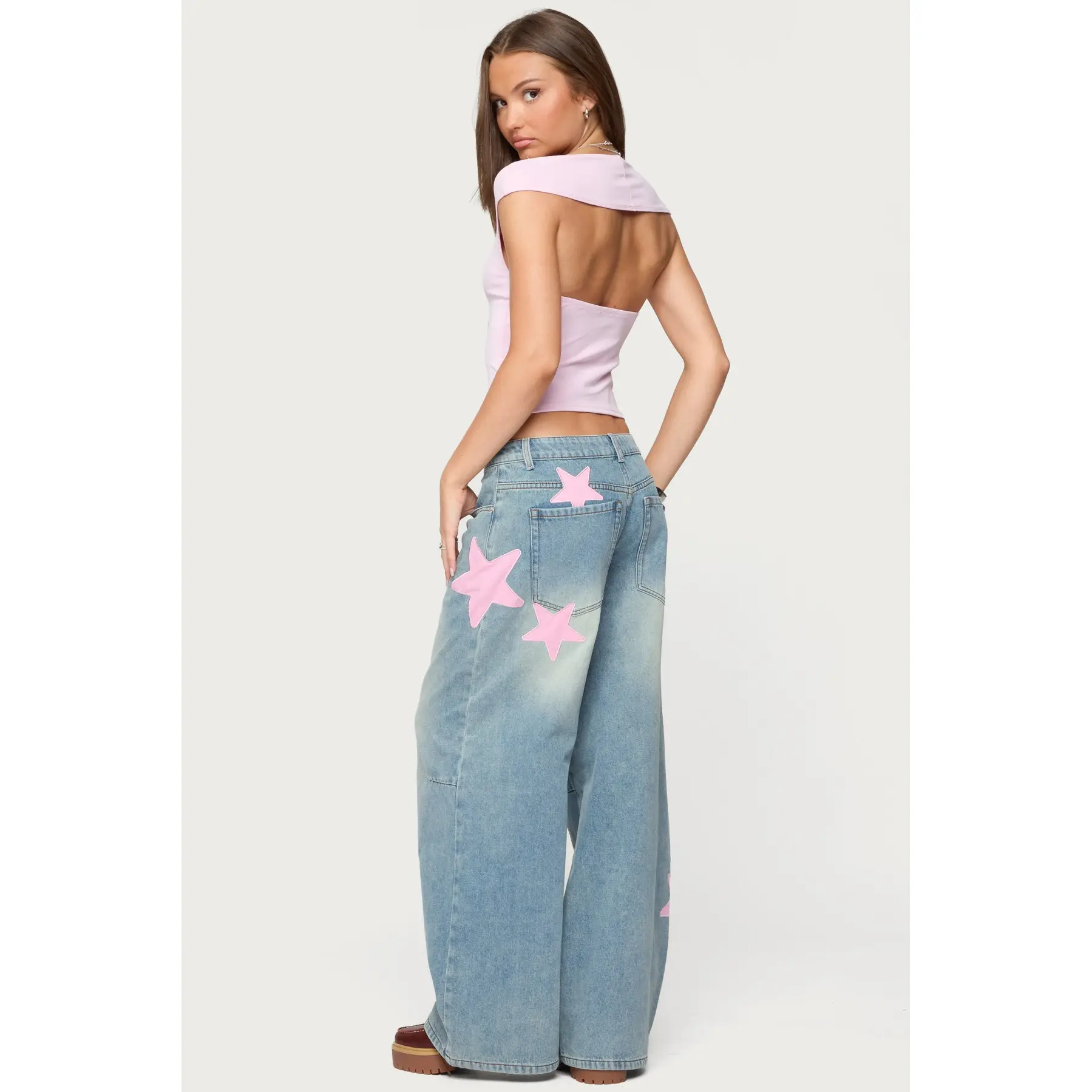 Trish Stars Low Rise Baggy Jeans