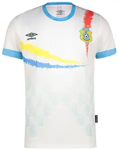 Umbro DRC National Team Men's Away Replica Jersey 24/25 - White with Blue and Yellow Accents