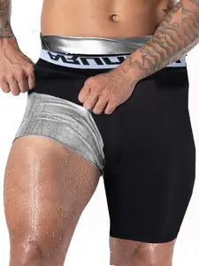 Men's Sauna Shorts 2-in-1 Double Layer Heat Trapping Compression Training Shorts, Casual Athletic Gym Bottoms, Compression Sports Shorts for All Seasons
